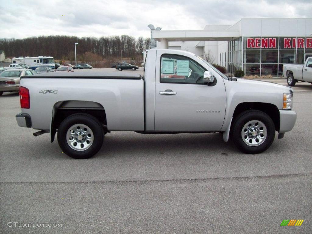 Sheer Silver Metallic 2010 Chevrolet Silverado 1500 LS Regular Cab 4x4 Exterior Photo #46321680
