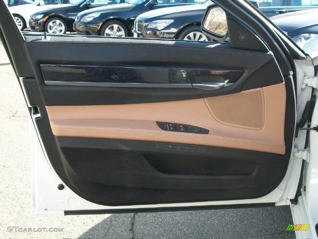 2011 BMW 7 Series 750Li xDrive Sedan Saddle/Black Nappa Leather Door Panel Photo #46335123