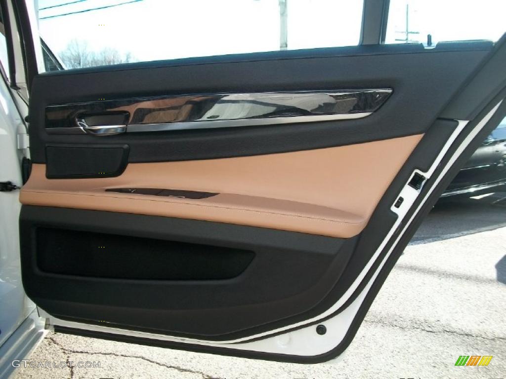 2011 BMW 7 Series 750Li xDrive Sedan Saddle/Black Nappa Leather Door Panel Photo #46335261