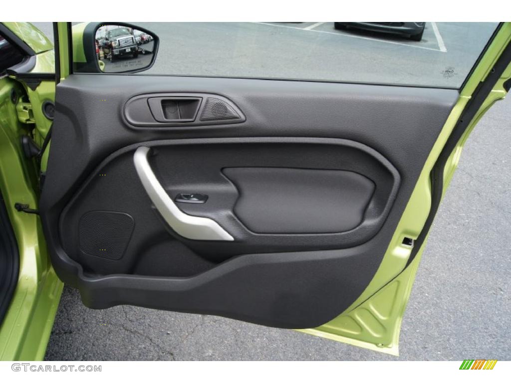 2011 Ford Fiesta SE Hatchback Charcoal Black/Blue Cloth Door Panel Photo #46335300