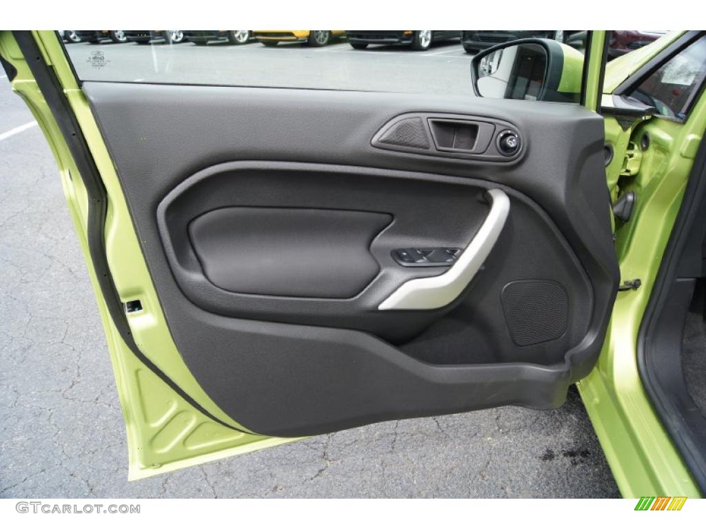 2011 Ford Fiesta SE Hatchback Charcoal Black/Blue Cloth Door Panel Photo #46335336
