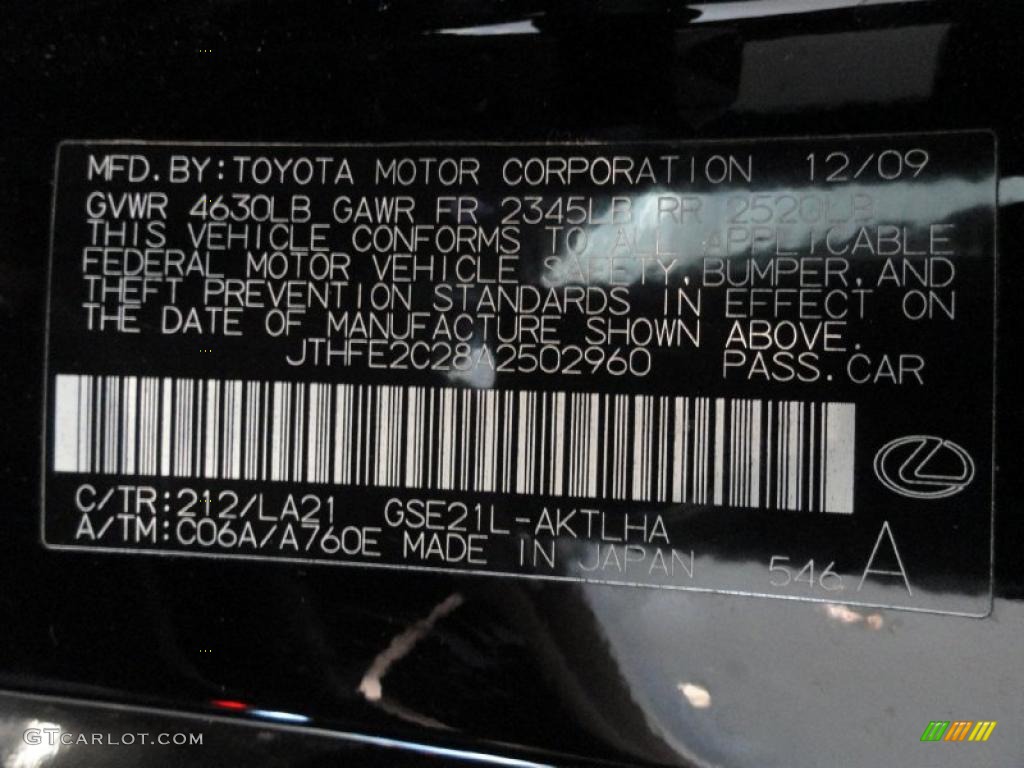 2010 IS Color Code 212 for Obsidian Black Photo #46336075