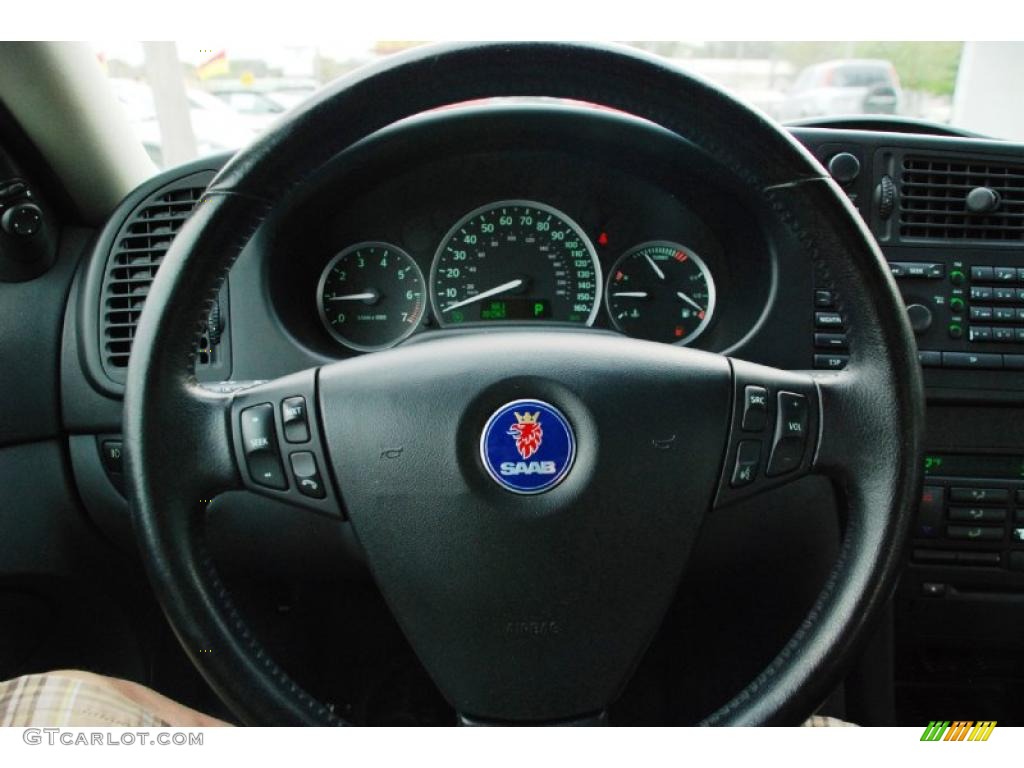 2005 Saab 9-3 Arc Sport Sedan Slate Gray Steering Wheel Photo #46338993