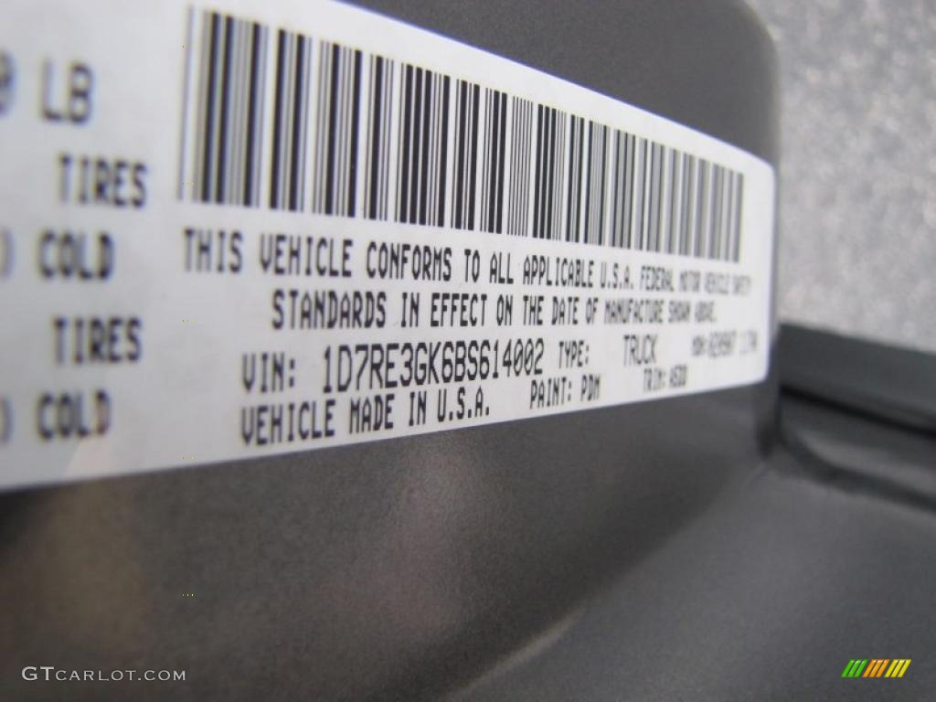 2011 Dakota Color Code PDM for Mineral Gray Metallic Photo #46339221