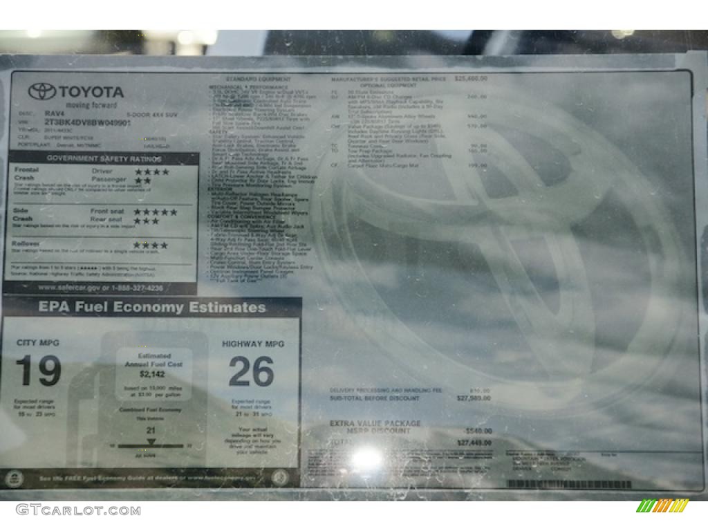 2011 Toyota RAV4 V6 4WD Window Sticker Photo #46339665