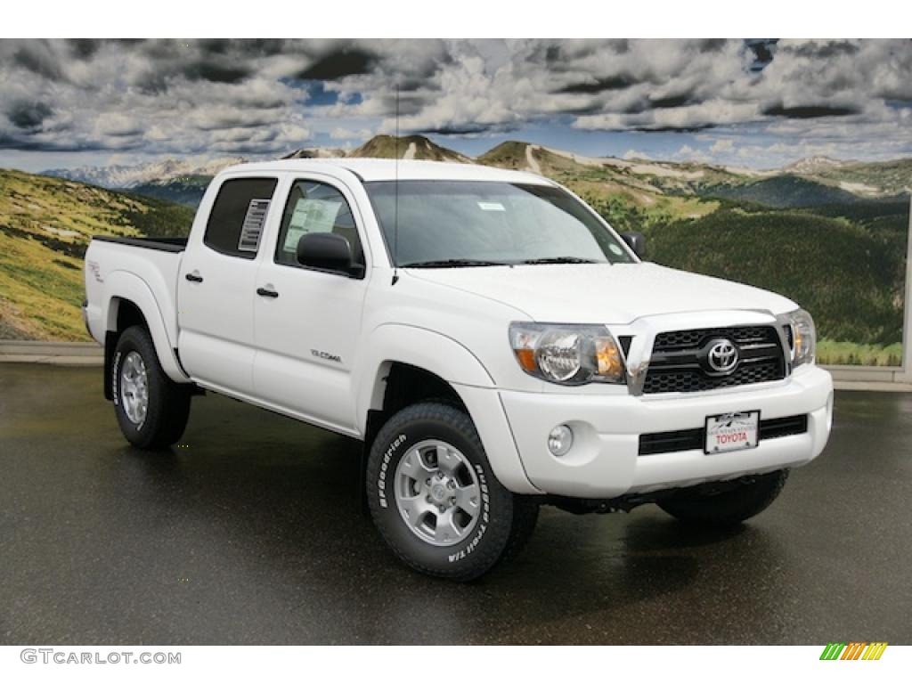 2011 Tacoma V6 TRD Double Cab 4x4 - Super White / Graphite Gray photo #1