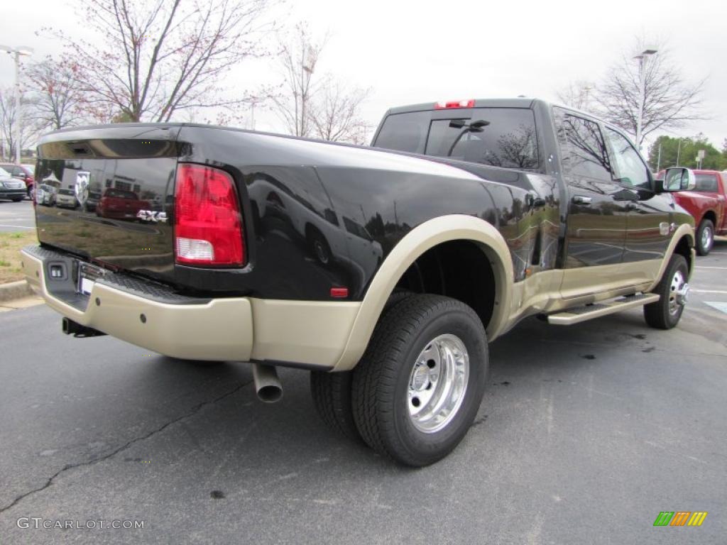 Brilliant Black Crystal Pearl 2011 Dodge Ram 3500 HD Laramie Longhorn Crew Cab 4x4 Dually Exterior Photo #46339833