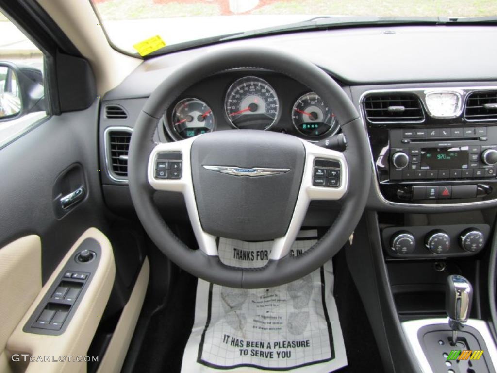 2011 Chrysler 200 Touring Black/Light Frost Beige Steering Wheel Photo #46343196