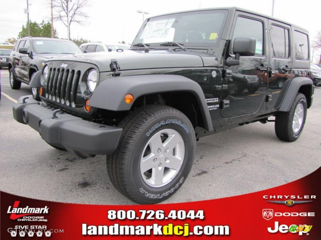 2011 Wrangler Unlimited Sport 4x4 - Natural Green Pearl / Black photo #1