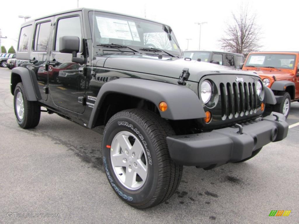 Natural Green Pearl 2011 Jeep Wrangler Unlimited Sport 4x4 Exterior Photo #46343583