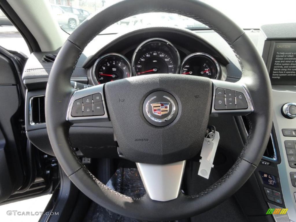 2011 Cadillac CTS 4 3.6 AWD Sedan Ebony Steering Wheel Photo #46345643