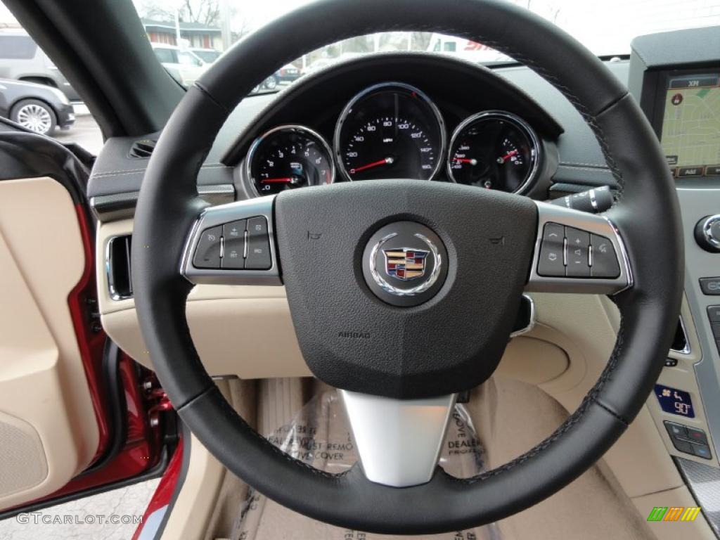 2011 Cadillac CTS 4 AWD Coupe Cashmere/Cocoa Steering Wheel Photo #46346264