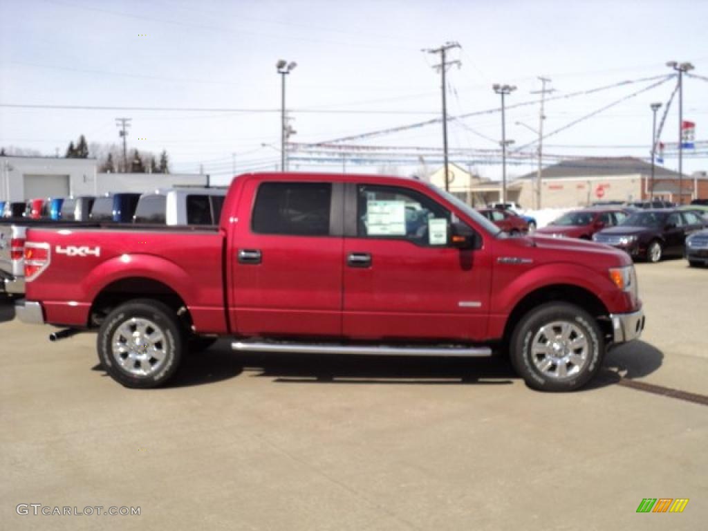 2011 F150 XLT SuperCrew 4x4 - Red Candy Metallic / Steel Gray photo #3