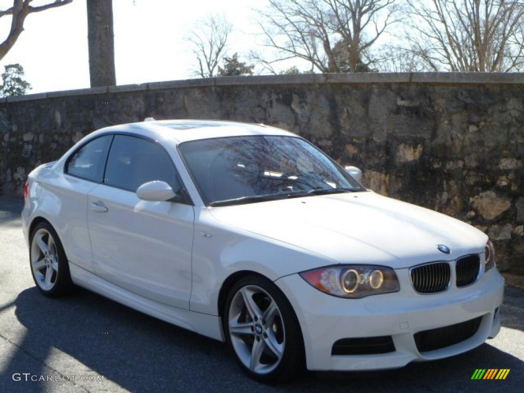 2008 1 Series 135i Coupe - Alpine White / Coral Red photo #1