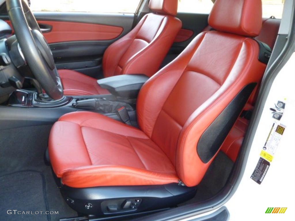 2008 1 Series 135i Coupe - Alpine White / Coral Red photo #7