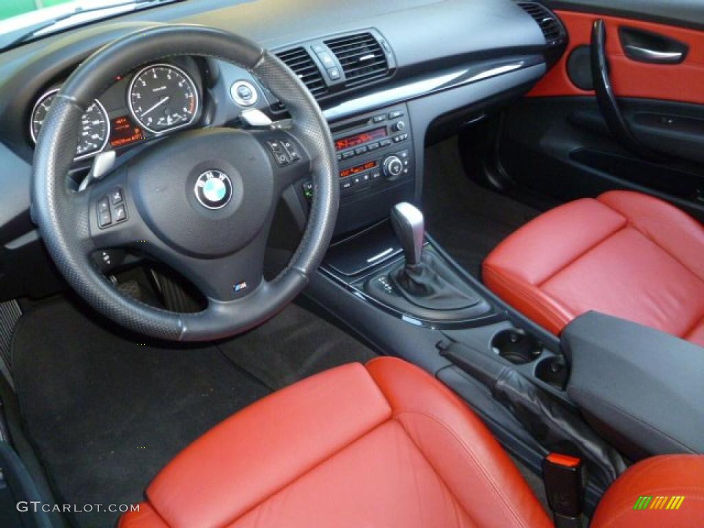 2008 1 Series 135i Coupe - Alpine White / Coral Red photo #8