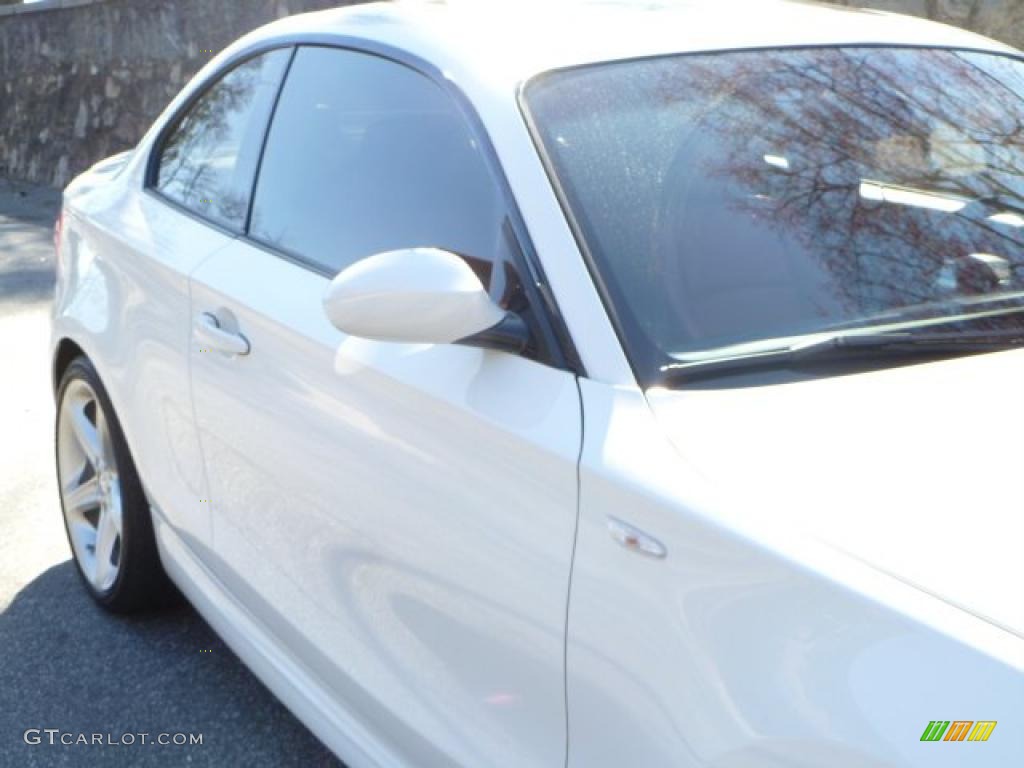 2008 1 Series 135i Coupe - Alpine White / Coral Red photo #14