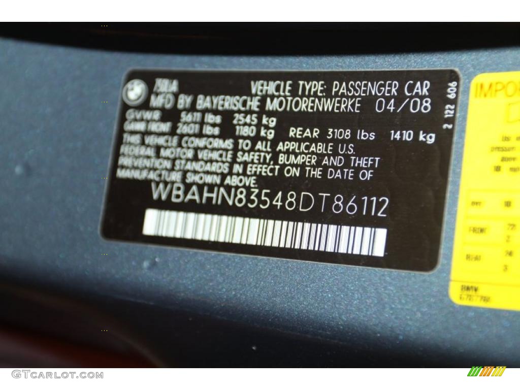 2008 7 Series 750Li Sedan - Michigan Blue Metallic / Flannel Grey photo #8