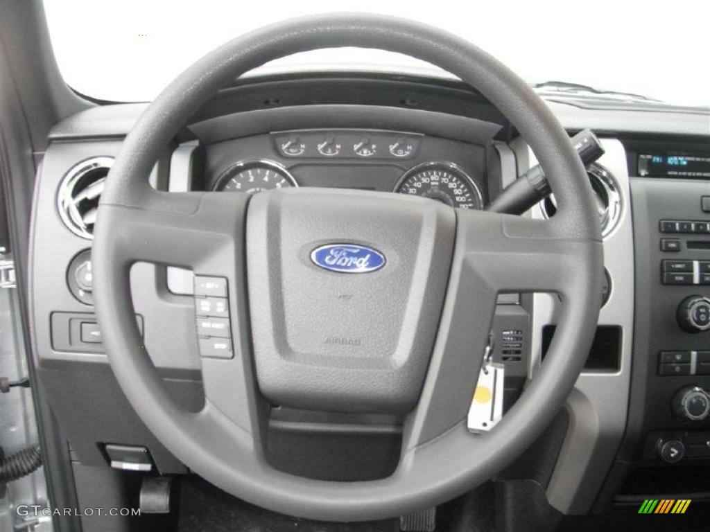 2011 Ford F150 XLT SuperCab Steel Gray Steering Wheel Photo #46357370