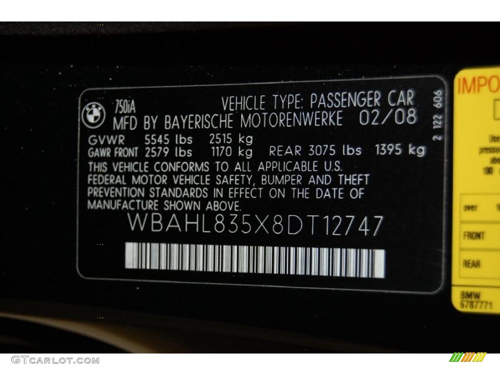 2008 7 Series 750i Sedan - Jet Black / Black photo #14