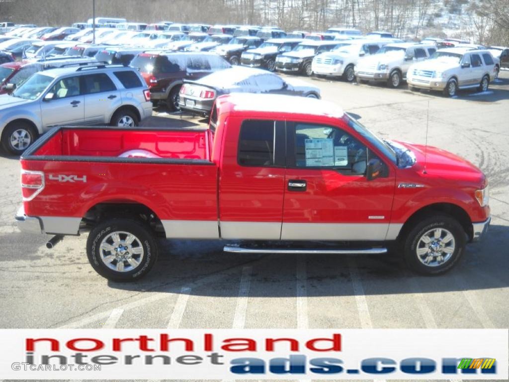 2011 F150 XLT SuperCab 4x4 - Race Red / Steel Gray photo #5