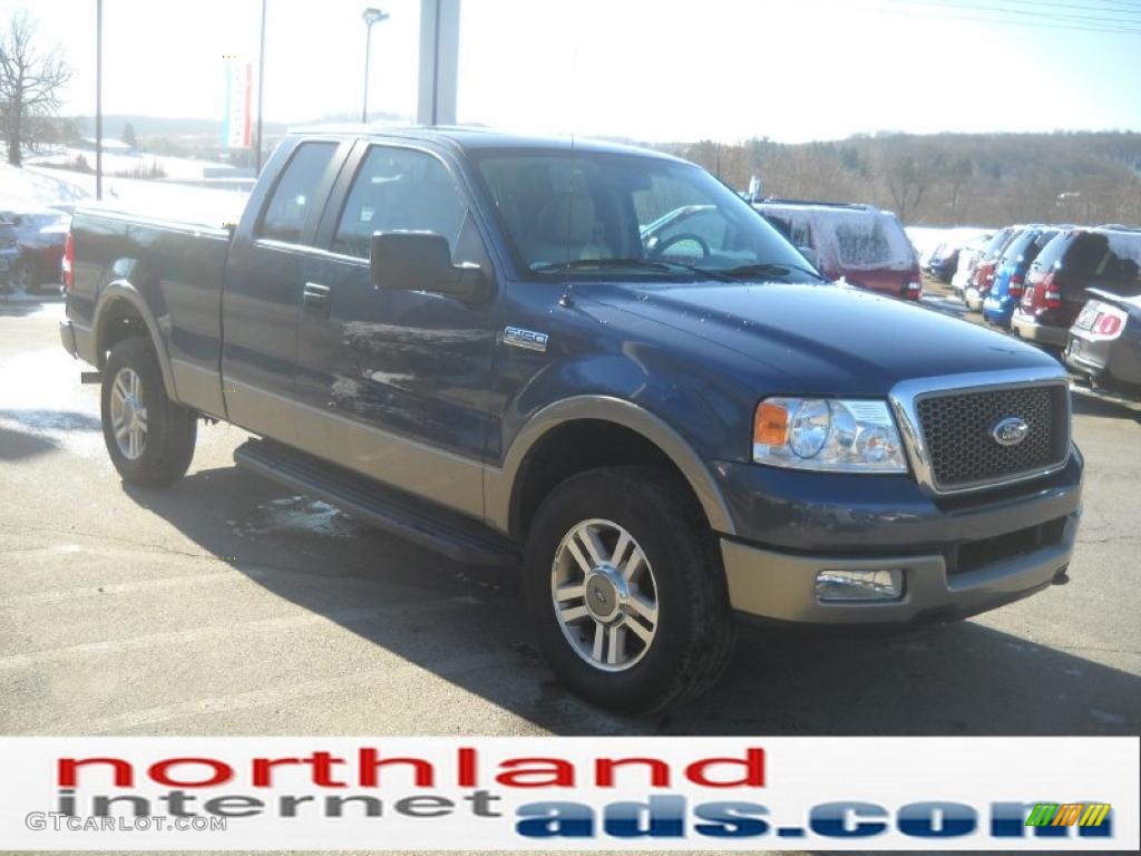 2005 F150 XLT SuperCab 4x4 - Medium Wedgewood Blue Metallic / Tan photo #4