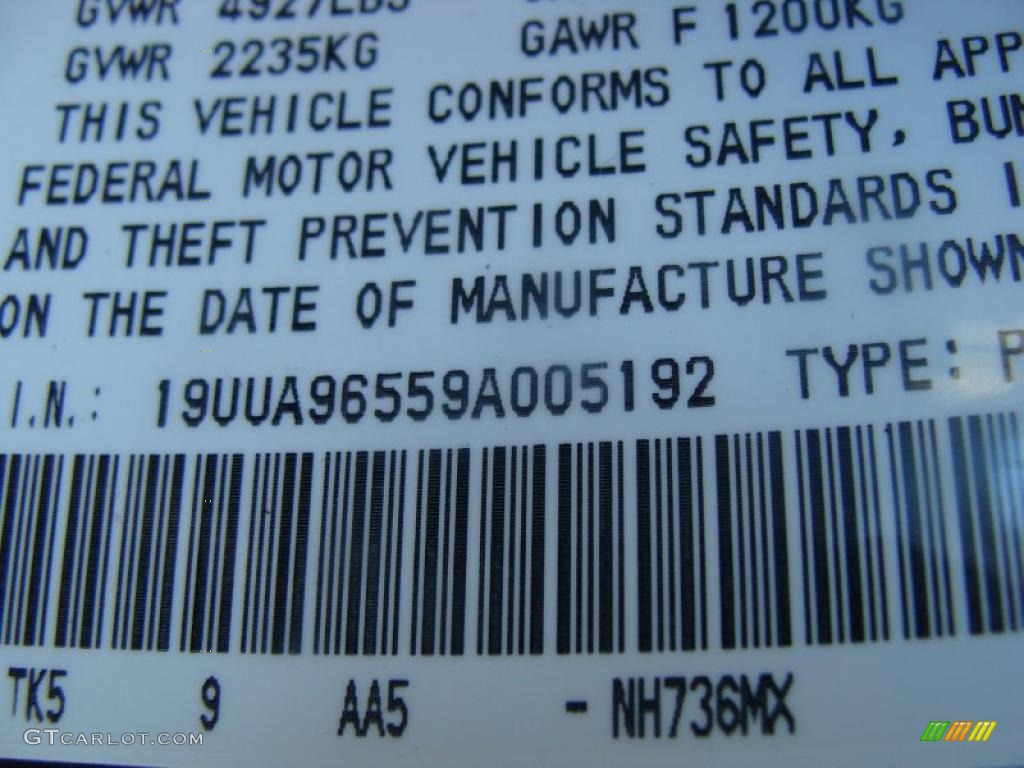 2009 TL Color Code NH736MX for Grigio Gray Metallic Photo #46373133