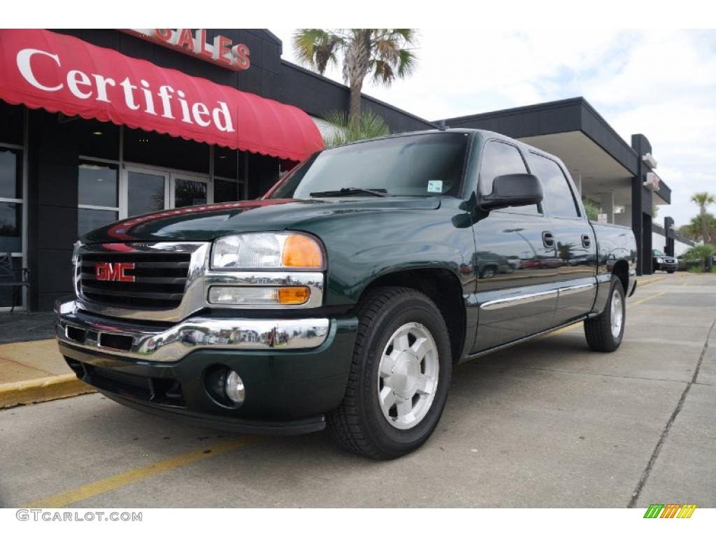 2006 Sierra 1500 SLE Crew Cab - Polo Green Metallic / Dark Pewter photo #4