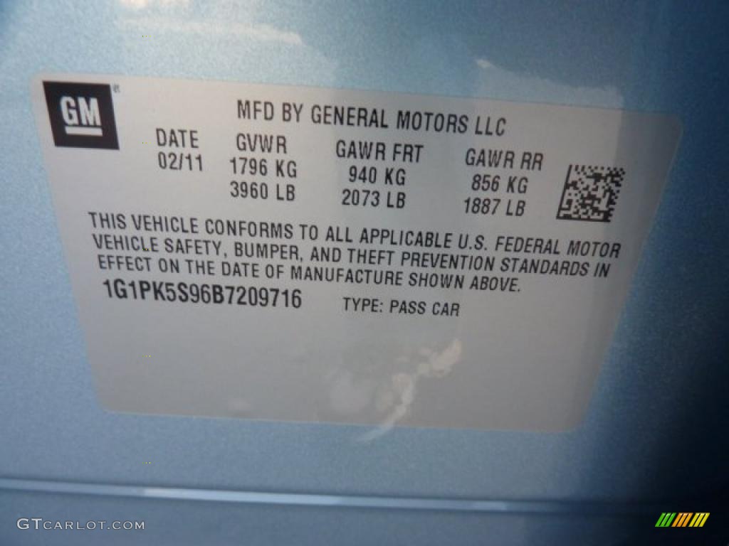 2011 Chevrolet Cruze ECO Info Tag Photo #46378098