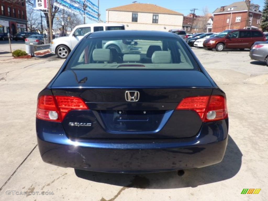 2007 Civic LX Sedan - Royal Blue Pearl / Gray photo #3