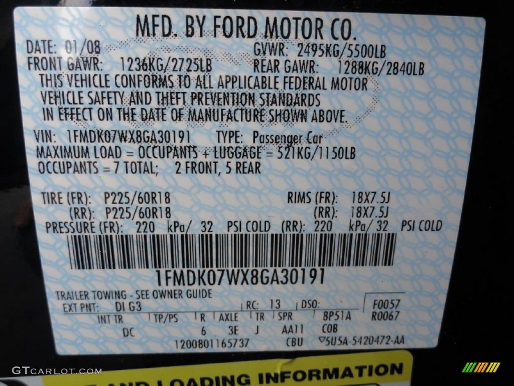 2008 Taurus X Color Code DI for Dark Ink Blue Metallic Photo #46378950