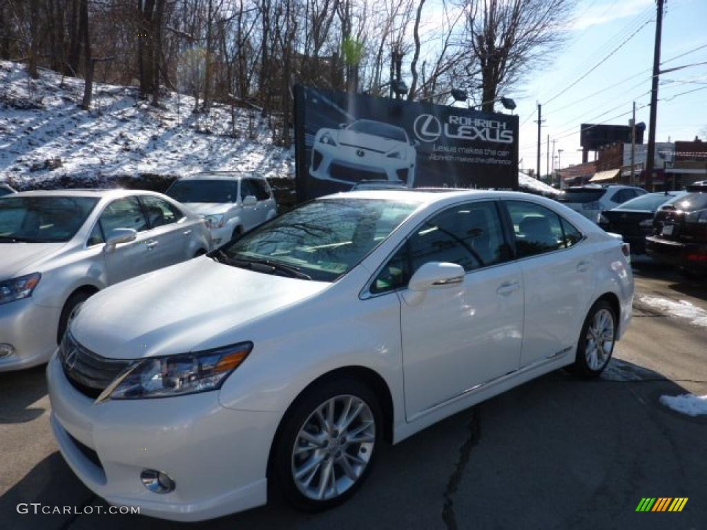 2010 HS 250h Hybrid Premium - Aurora White Pearl / Black photo #1