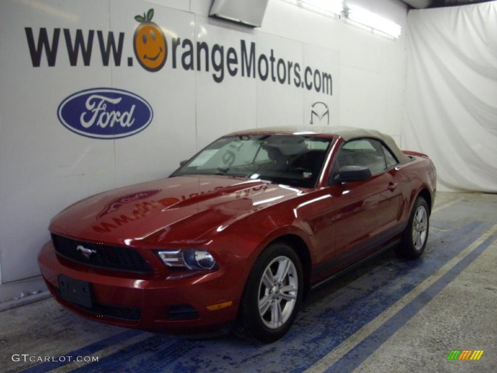 2010 Mustang V6 Premium Convertible - Red Candy Metallic / Stone photo #1