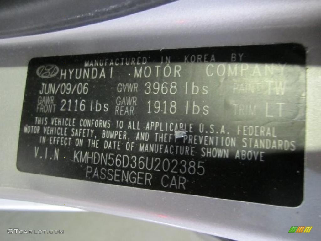 2006 Elantra GLS Hatchback - Sterling Silver / Gray photo #10