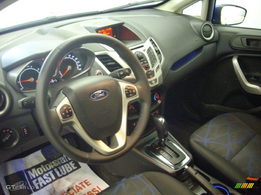 Charcoal Black/Blue Cloth Interior 2011 Ford Fiesta SEL Sedan Photo #46385850