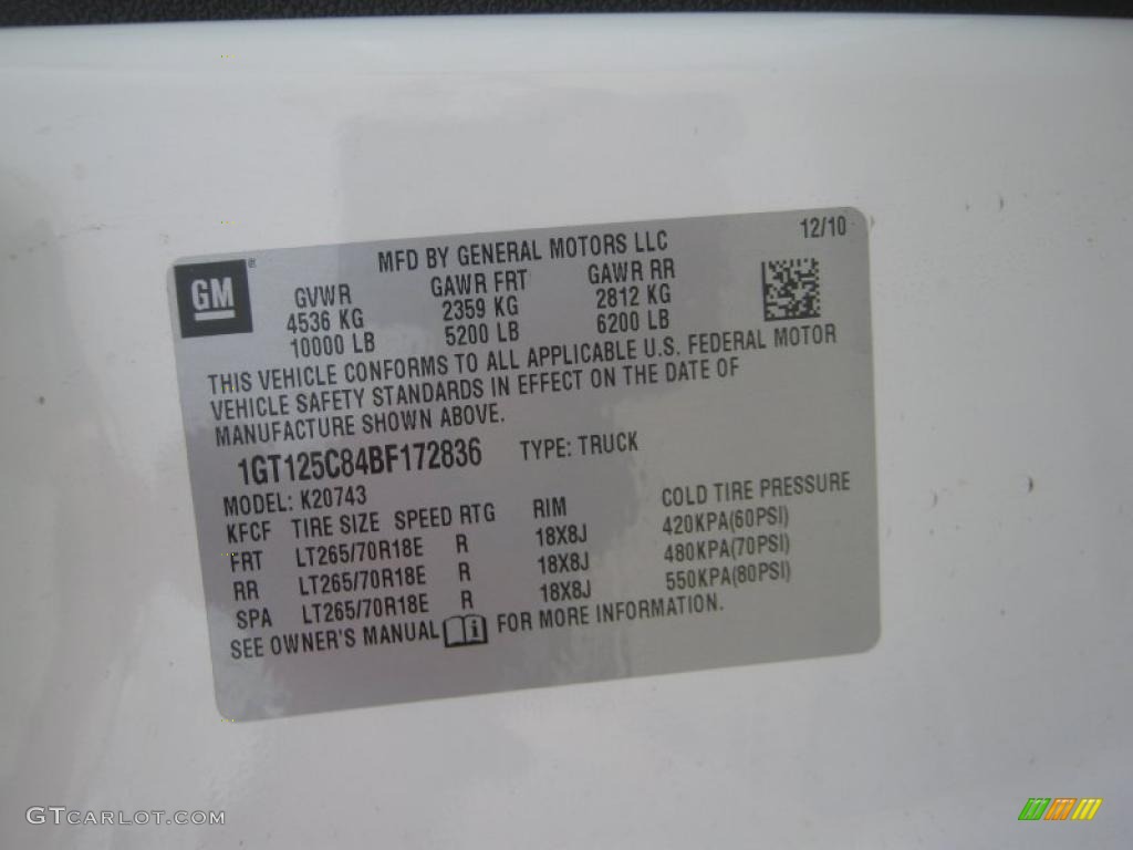 2011 GMC Sierra 2500HD Denali Crew Cab 4x4 Info Tag Photo #46391408
