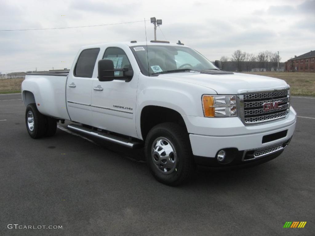Summit White 2011 GMC Sierra 3500HD Denali Crew Cab 4x4 Dually Exterior Photo #46391783