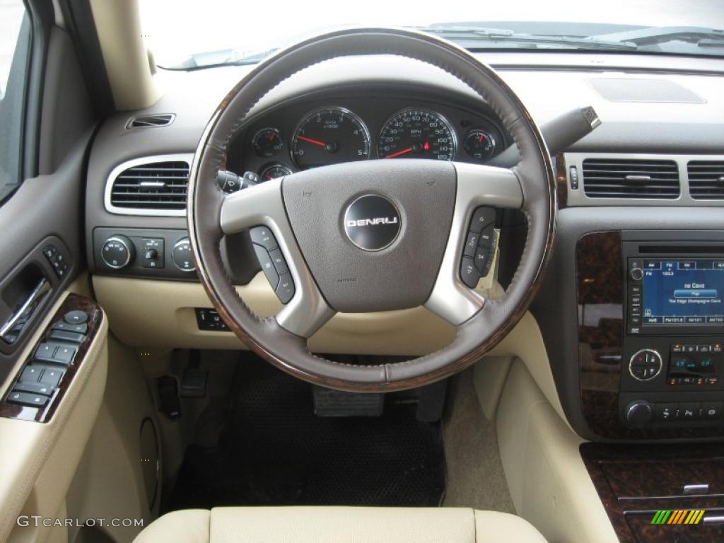 2011 GMC Sierra 3500HD Denali Crew Cab 4x4 Dually Cocoa/Light Cashmere Steering Wheel Photo #46391819