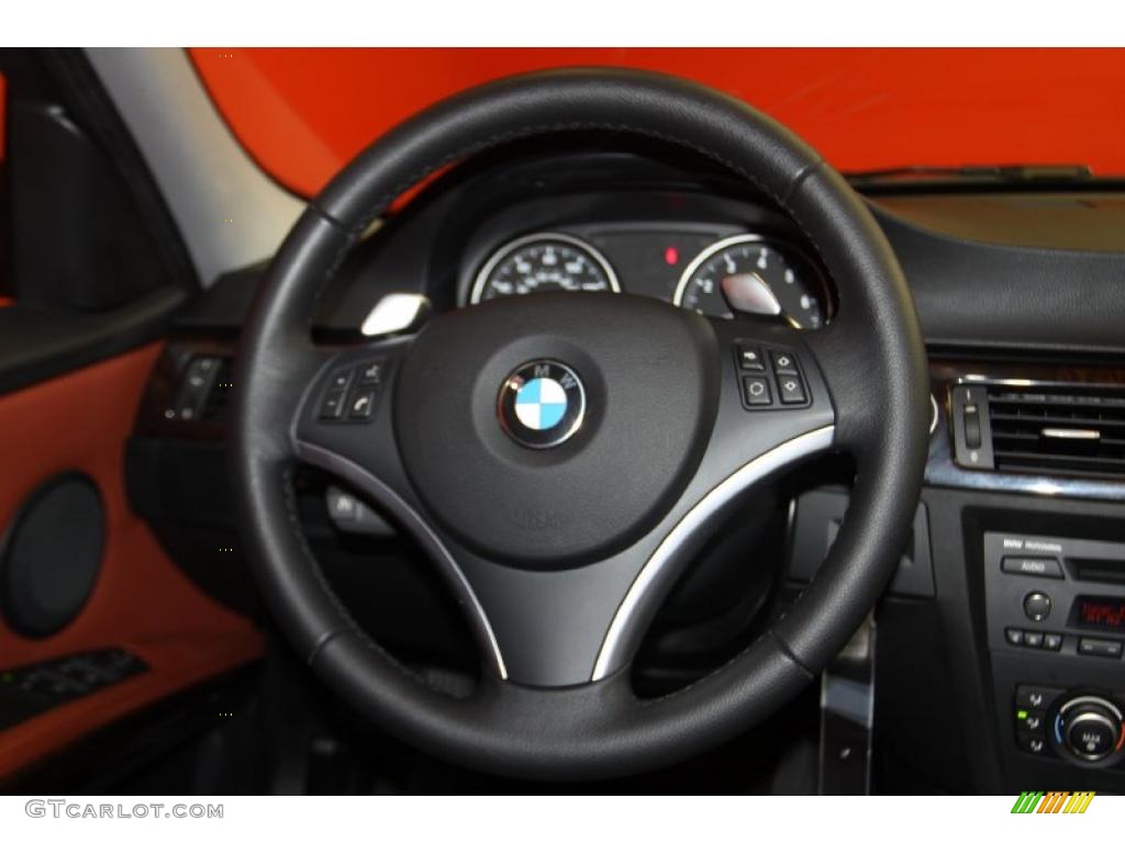 2010 3 Series 328i Sedan - Jet Black / Coral Red/Black Dakota Leather photo #9
