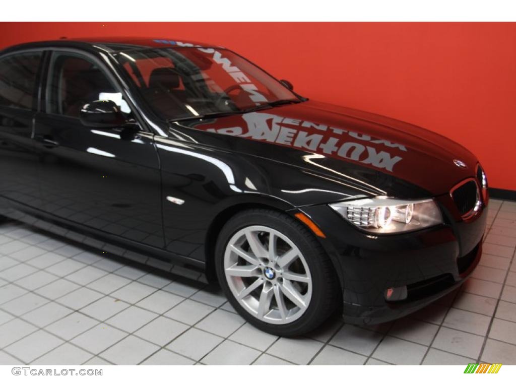 2010 3 Series 328i Sedan - Jet Black / Coral Red/Black Dakota Leather photo #12