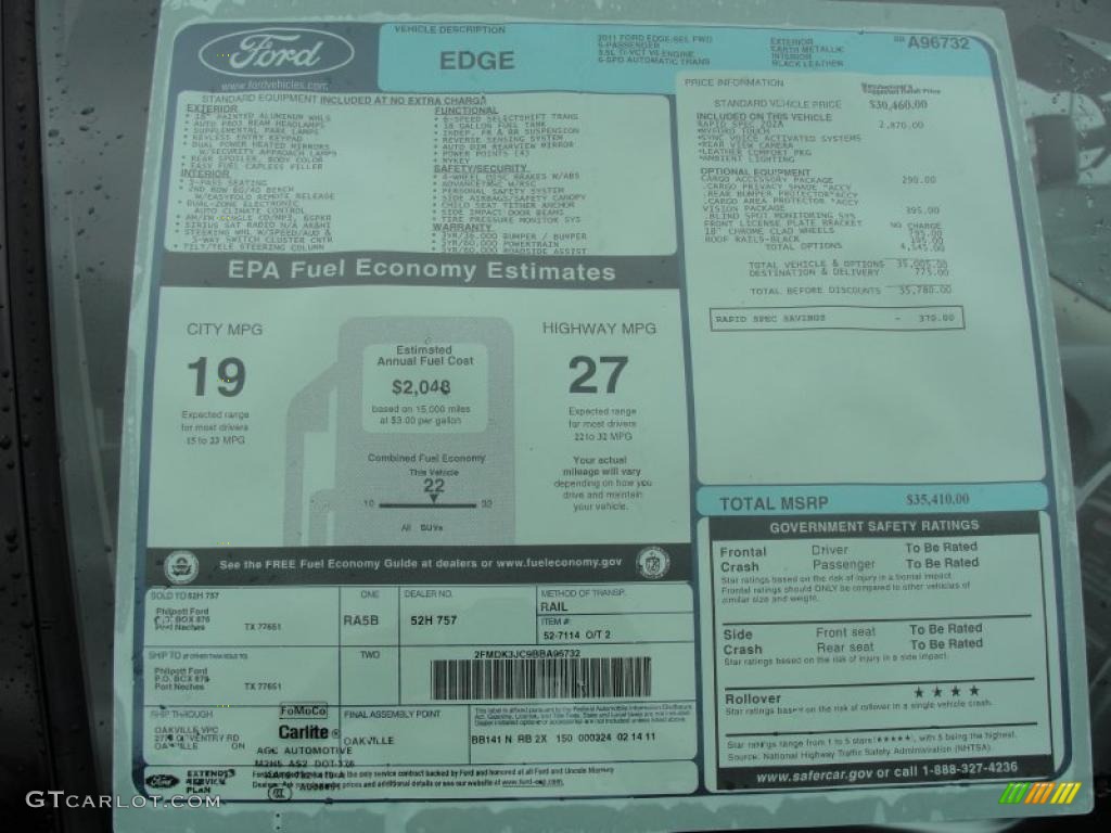 2011 Ford Edge SEL Window Sticker Photo #46399938