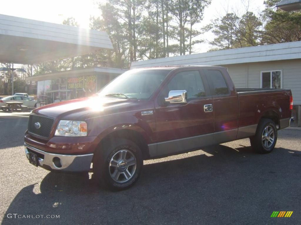 2006 F150 XLT SuperCab - Dark Toreador Red Metallic / Tan photo #6