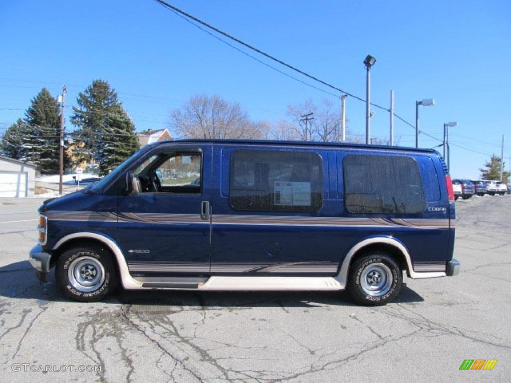 Indigo Blue Metallic 2001 Chevrolet Express 1500 Passenger Conversion Van Exterior Photo #46401681