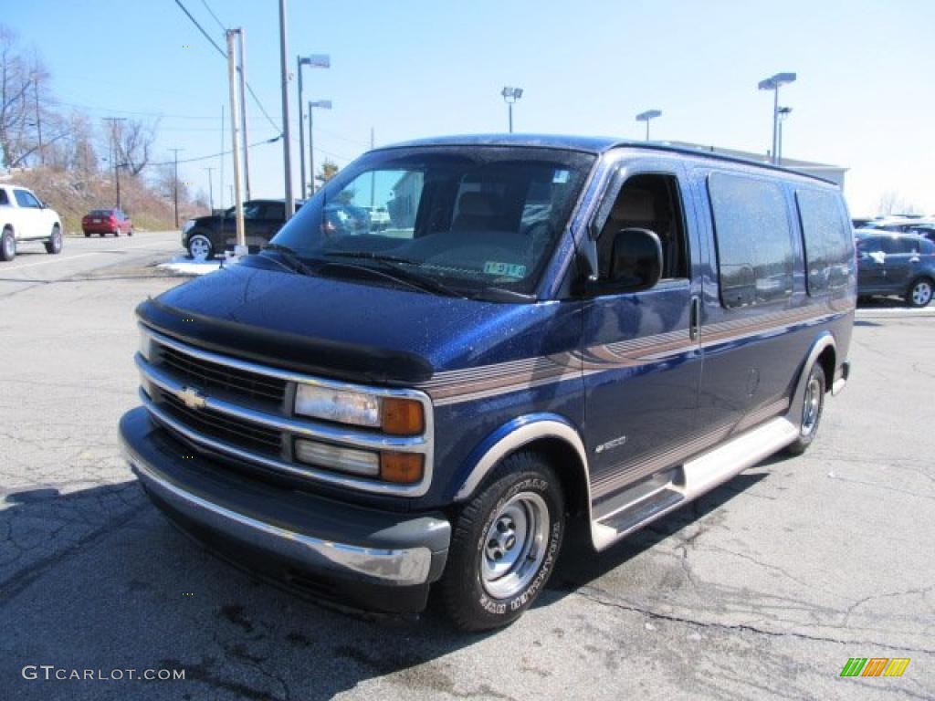 Indigo Blue Metallic 2001 Chevrolet Express 1500 Passenger Conversion Van Exterior Photo #46401696
