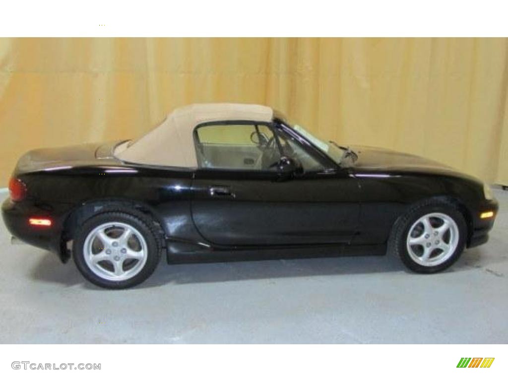 2000 MX-5 Miata LS Roadster - Brilliant Black Metallic / Beige photo #2