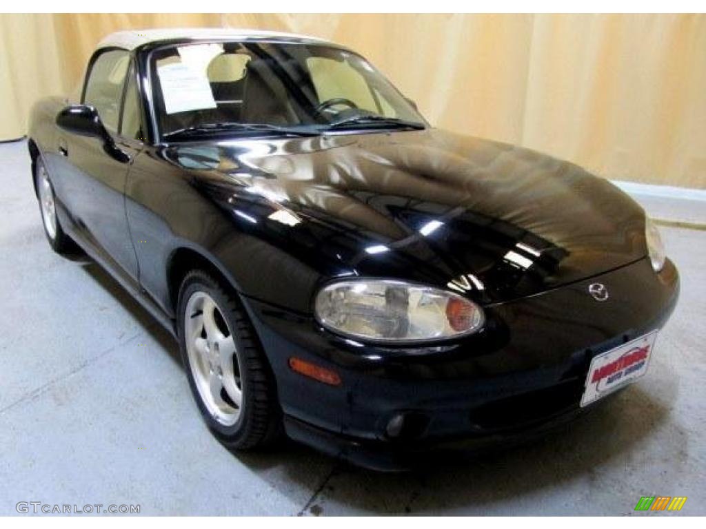 2000 MX-5 Miata LS Roadster - Brilliant Black Metallic / Beige photo #6