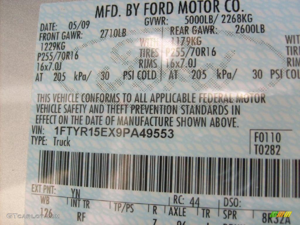 2009 Ranger Color Code YN for Silver Metallic Photo #46411083