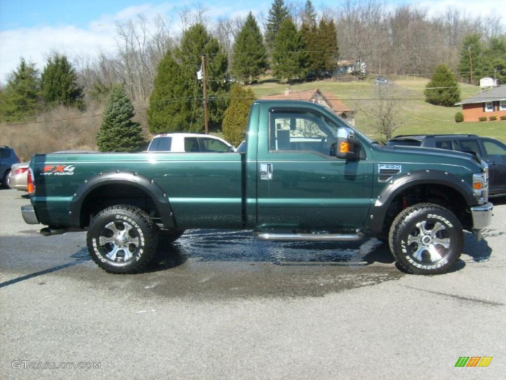 2010 F250 Super Duty XLT Regular Cab 4x4 - Forest Green Metallic / Medium Stone photo #6