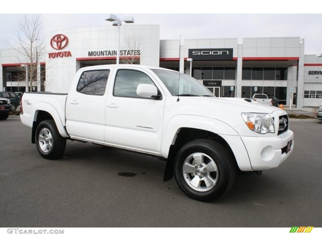 2008 Tacoma V6 TRD Sport Double Cab 4x4 - Super White / Graphite Gray photo #1