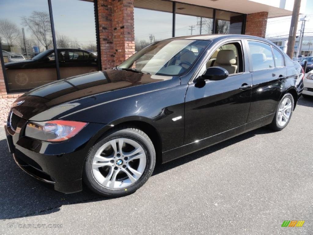 2008 3 Series 328xi Sedan - Jet Black / Beige photo #1
